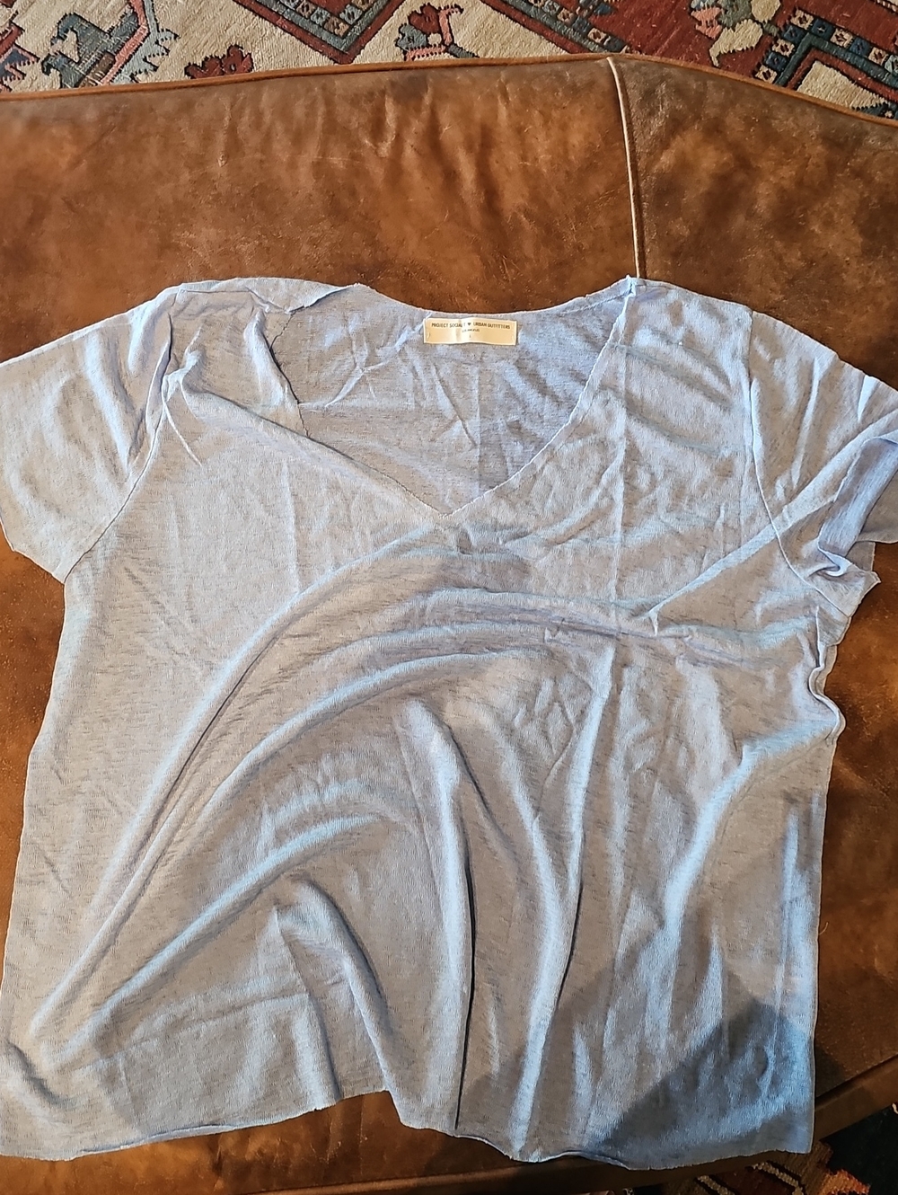 Urban Outfitters Project Social T Light Blue V-Neck Tee Top